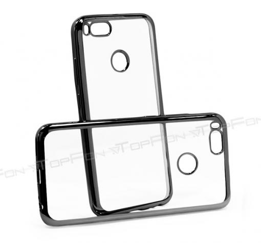 Луксозен силиконов калъф / гръб / TPU за Huawei P Smart - прозрачен / черен кант