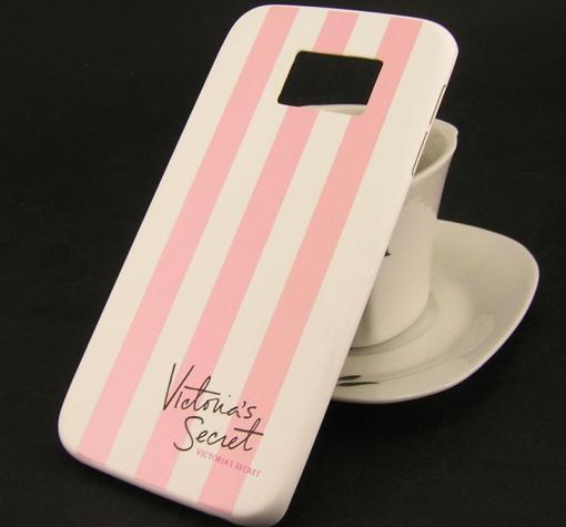 Ултра тънък силиконов калъф / гръб / TPU Ultra Thin за Samsung S6 Edge G925 - розово райе / Victoria`s Secret / кожен
