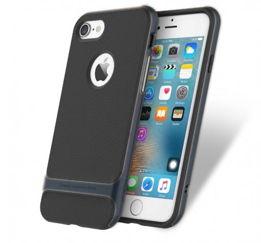 Луксозен калъф ROCK CASE за Apple iPhone 7 Plus / iPhone 8 Plus - черен със тъмно син кант