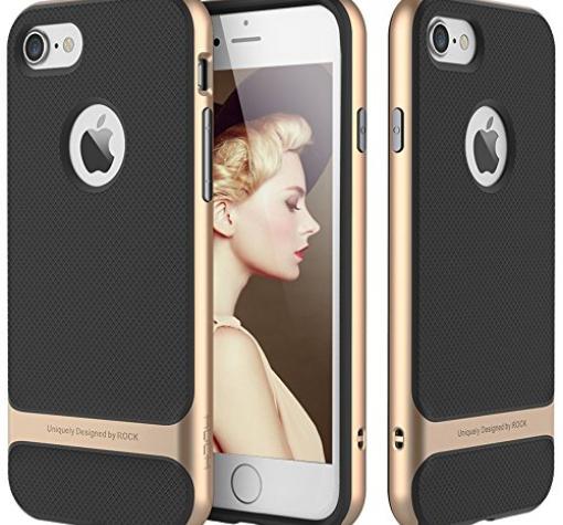 Луксозен калъф Rock Royce Series за Apple iPhone 7 plus - черен със златен кант