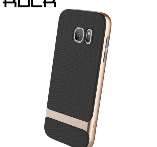 Оригинален луксозен калъф Rock Royce Series за Samsung S7 Edge G935 - черен със златен кант
