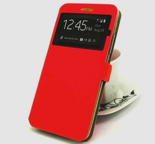 Кожен калъф Flip тефтер S-view със стойка за Nokia 2 2017 - червен / ромбове / Flexi