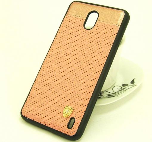 Луксозен кожен твърд гръб AIRBIRD със силиконов кант за Nokia 2 2017 - Rose Gold / Grid