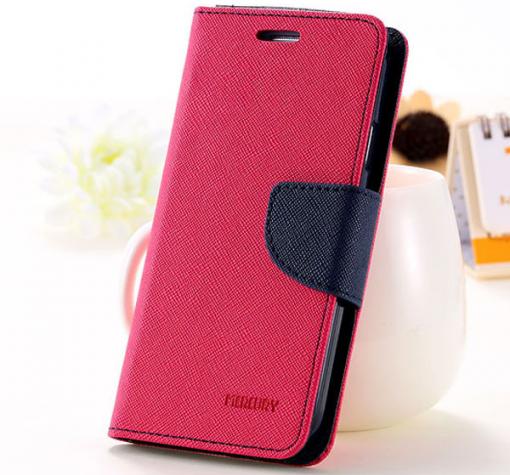 Луксозен кожен калъф Flip тефтер със стойка MERCURY Fancy Diary за Samsung J3 / J3 2016 J320 - цикламен