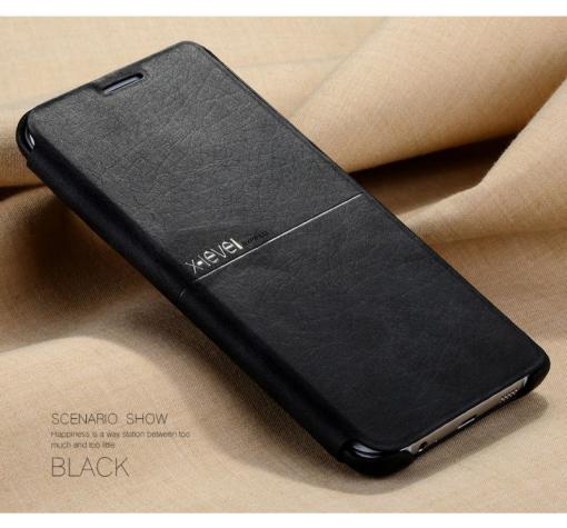Луксозен кожен калъф Flip тефтер със стойка X-level Extreme за Samsung S6 Edge G925 - черен