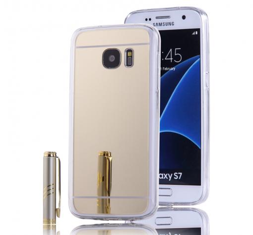 Луксозен силиконов калъф / гръб / TPU за Samsung S7 G930 - златист / огледален