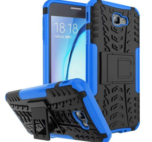 Силиконов гръб TPU Hybrid с твърда част и стойка за Samsung S8 plus G955 - черен със синьо
