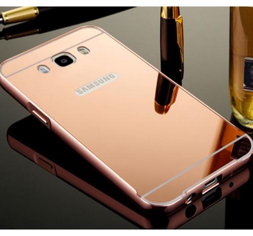 Луксозен алуминиев бъмпер с твърд гръб за Samsung S8 G950 - Rose Gold / огледален