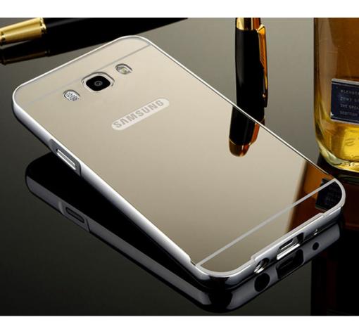 Луксозен алуминиев бъмпер с твърд гръб за Samsung S8 G950 - сребрист / огледален