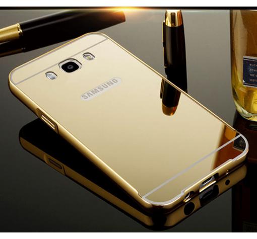 Луксозен алуминиев бъмпер с твърд гръб за Samsung S8 G950 - златист / огледален