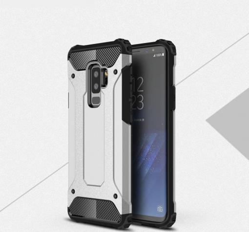 Силиконов гръб TPU Spigen Hybrid с твърда част за Samsung S9 Plus G965 - сребрист