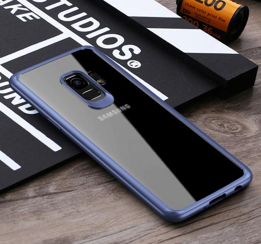 Луксозен гръб TOTU Design CRYSTAL COLOUR Series за Samsung S9 G960 - прозрачен / тъмно син кант