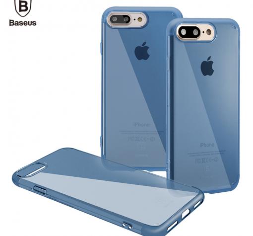 Оригинален силиконов калъф / гръб / TPU Baseus Simple Series Scratch Case за iPhone 7 / iPhone 8 - син