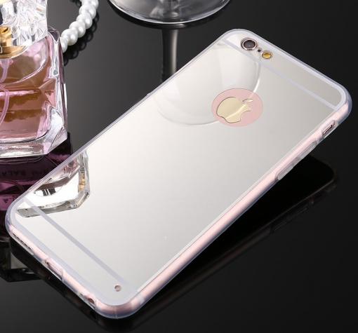 Луксозен силиконов калъф / гръб / TPU за Apple iPhone 8 - сребрист / огледален