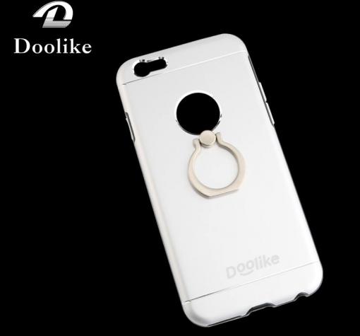 Луксозен твърд гръб DOOLIKE със стойка за Apple iPhone 6 / iPhone 6S - silver / сребрист
