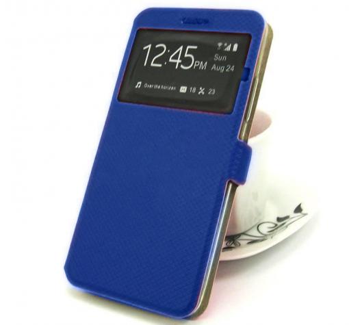 Кожен калъф Flip тефтер S-view със стойка за Nokia 2 2017 - тъмно син / ромбове / Flexi