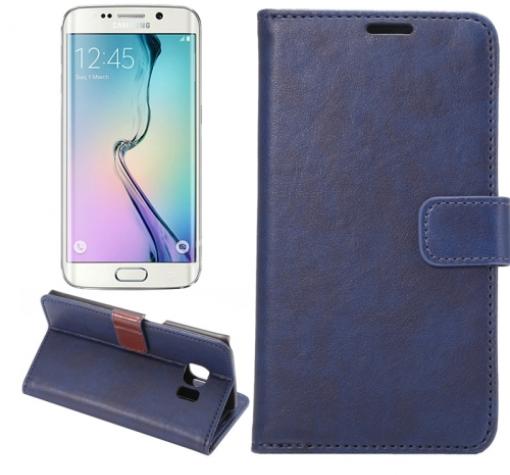 Кожен калъф Flip тефтер със стойка за Samsung S6 Edge G925 - тъмно син