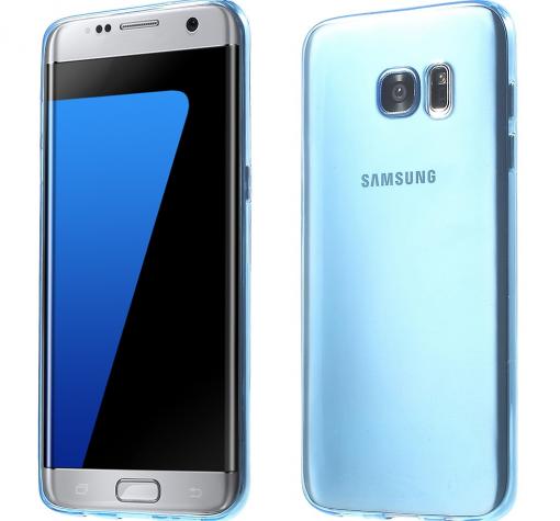 Ултра тънък силиконов калъф / гръб / TPU Ultra Thin за Samsung S7 Edge G935 - прозрачен / син