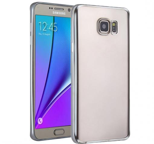 Луксозен силиконов калъф / гръб / TPU за Samsung S7 G930 - прозрачен / сребрист кант