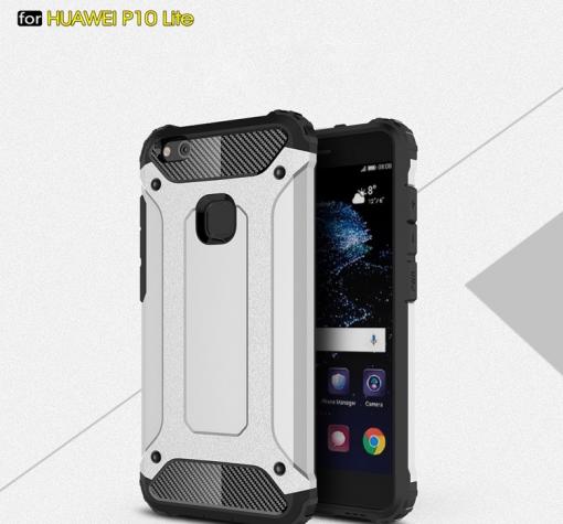 Силиконов гръб TPU Hybrid с твърда част за Huawei P10 Lite - сребрист