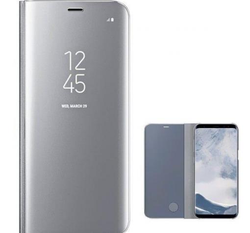 Луксозен калъф Clear View Cover с твърд гръб за Huawei Y6p - сребрист