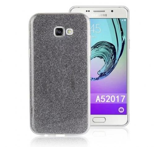 Луксозен силиконов калъф / гръб / TPU за Samsung A5 2017 A520 - тъмно сив / брокат
