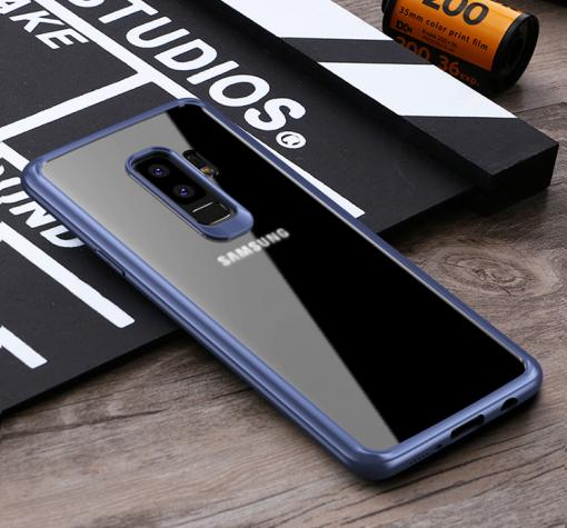 Луксозен гръб TOTU Design CRYSTAL COLOUR Series за Samsung S9 Plus G965 - прозрачен / тъмно син кант