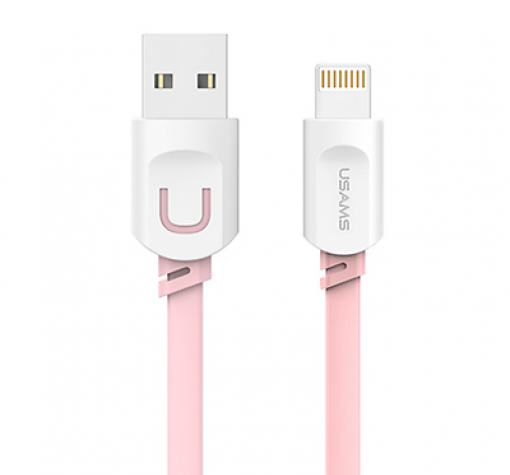 Оригинален USB кабел USAMS за зареждане и пренос на данни за iOS (iPhone) - розов