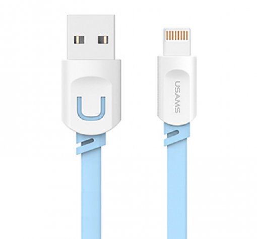 Оригинален USB кабел USAMS за зареждане и пренос на данни за iOS (iPhone) - светло син