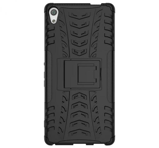 Силиконов гръб TPU Hybrid Armored с твърда част и стойка за Sony Xperia XA Ultra - черен