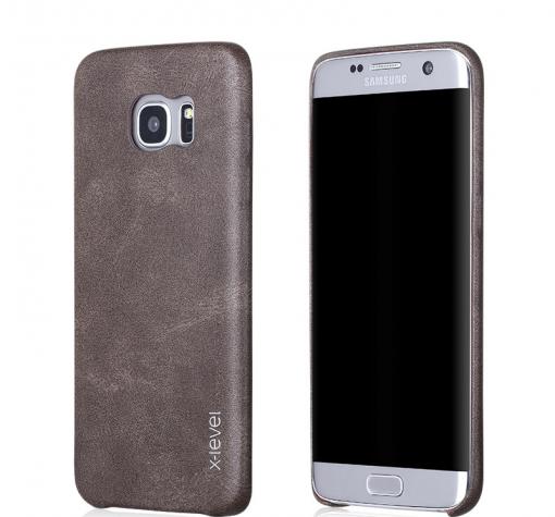 Оригинален кожен гръб X-level Vintage Series за Samsung S7 Edge G935 - кафяв
