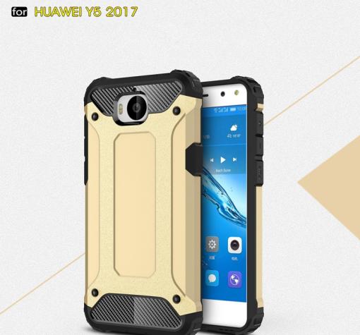 Силиконов гръб TPU Spigen Hybrid с твърда част за Huawei Y5 2017 / Huawei Y6 2017 - златист