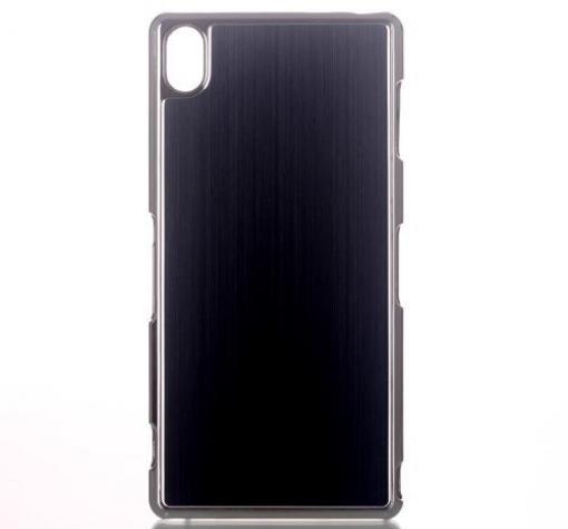 Алуминиев твърд гръб за Sony Xperia Z3 - черен / сив кант