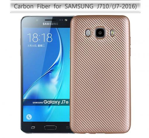 Луксозен силиконов калъф / гръб / TPU за Samsung J7 2016 J710 - златист / carbon