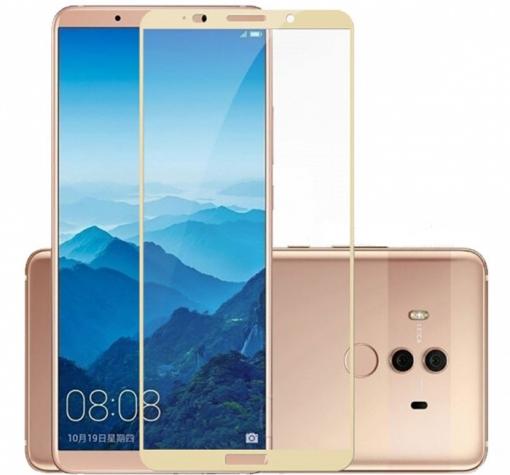 Оригинален извит стъклен протектор /3D full cover Tempered glass screen protector / за Huawei Mate 10 Pro - златен