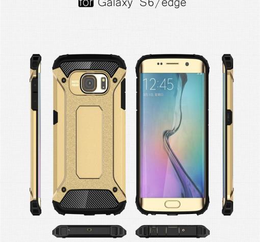 Силиконов гръб TPU Spigen Hybrid с твърда част за Samsung S6 Edge G925 - златист