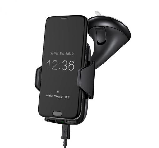 Универсална стойка за кола / Wireless Charger Vehicle Dock с безжично зареждане - черна