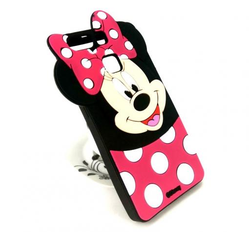 Силиконов калъф / гръб / TPU 3D за Huawei P9 Lite - черен с розово / Minnie mouse