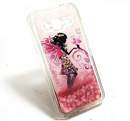 Луксозен твърд гръб 3D за Samsung J3 / J3 2016 J320 - Fairy / розов брокат със сърца