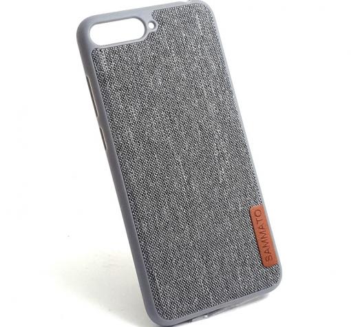 Луксозен силиконов гръб за Sammato Jeans Huawei Y6 2018 - сив / 1