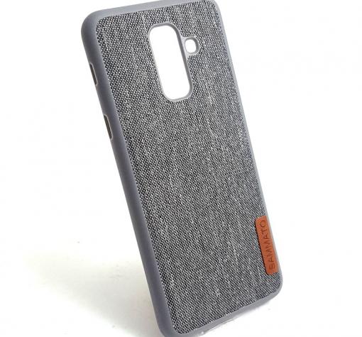 Луксозен силиконов гръб Sammato Jeans за Samsung A6 Plus 2018 - сив / 1