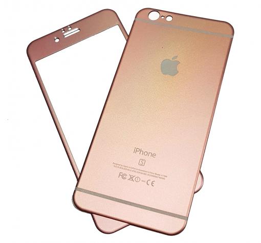 Алуминиев скрийн протектор 360° за Apple iPhone 6 / iPhone 6S - Rose Gold / лице и гръб
