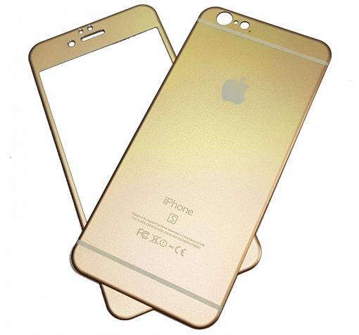 Алуминиев скрийн протектор 360° за Apple iPhone 6 / iPhone 6S - златист / лице и гръб