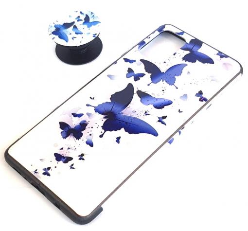 Луксозен силиконов калъф / гръб / TPU RUBY с Popsocket за Samsung A71 - Blue Butterflies