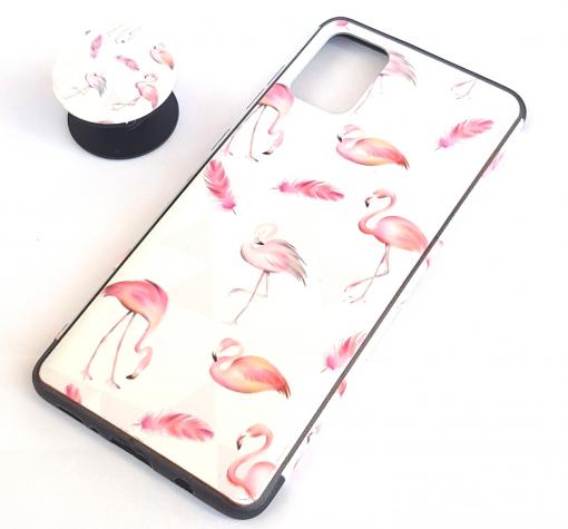 Луксозен силиконов калъф / гръб / TPU RUBY с Popsocket за Samsung A71 - Pink Flamingo