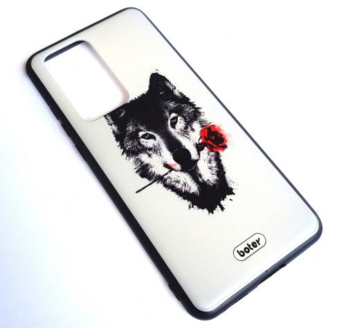 Твърд гръб със силиконов кант за Huawei P40 Pro - Wolf with Rose