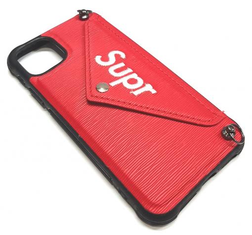 Луксозен силиконов гръб с джоб за Apple iPhone 6 / iPhone 7 / iPhone 8 / iPhone SE2 2020 - червен / Supr