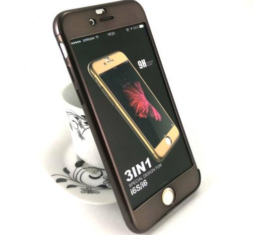 Твърд гръб Magic Skin 360° Joy Room 3in1 за Apple iPhone 6 / iPhone 6S - кафяв / JR-BR154