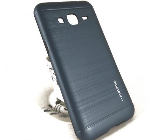 Луксозен твърд гръб MOTOMO Hybrid със силиконов кант 2в1 за Samsung J3 / J3 2016 J320 - тъмно сив