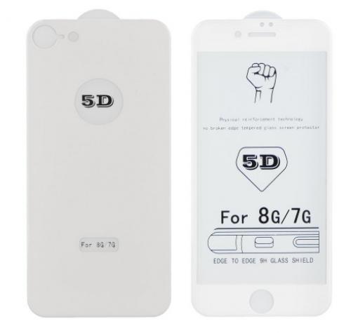 5D full cover Tempered glass Full Glue screen protector Apple iPhone 7 / iphone 8 / Извит стъклен скрийн протектор с лепило за Apple iPhone 7 / iPhone 8 - лице и гръб / бял